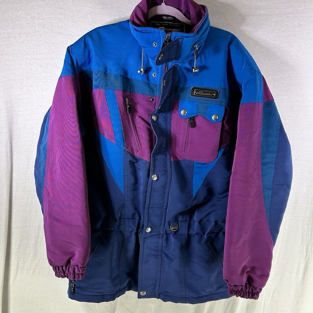 Schneider Vintage Purple & Blue Mens Ski Jacket Coat Parka Size 42